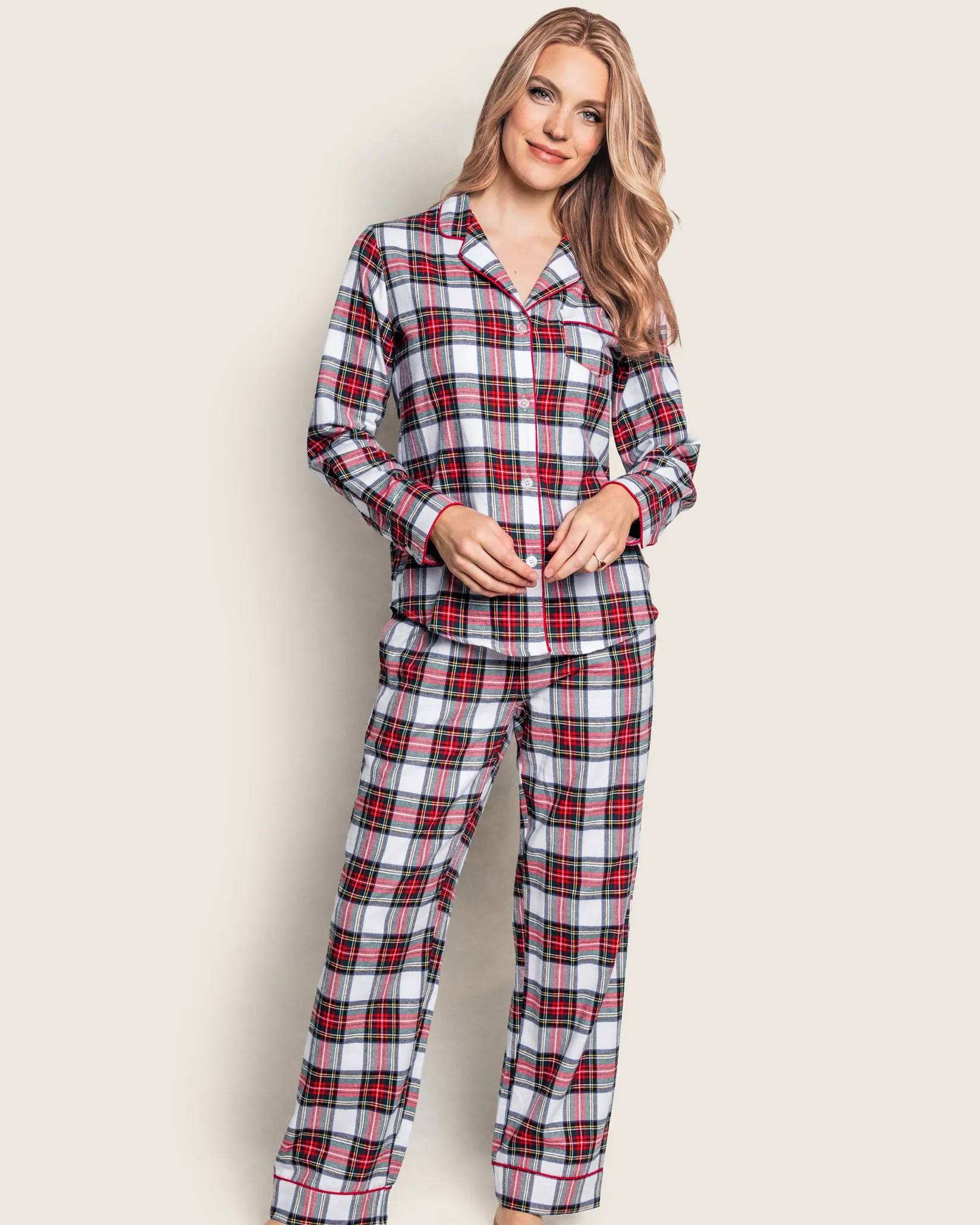 Women Petite Plume Women's Brushed Cotton Pajama Set in Balmoral Tartan
