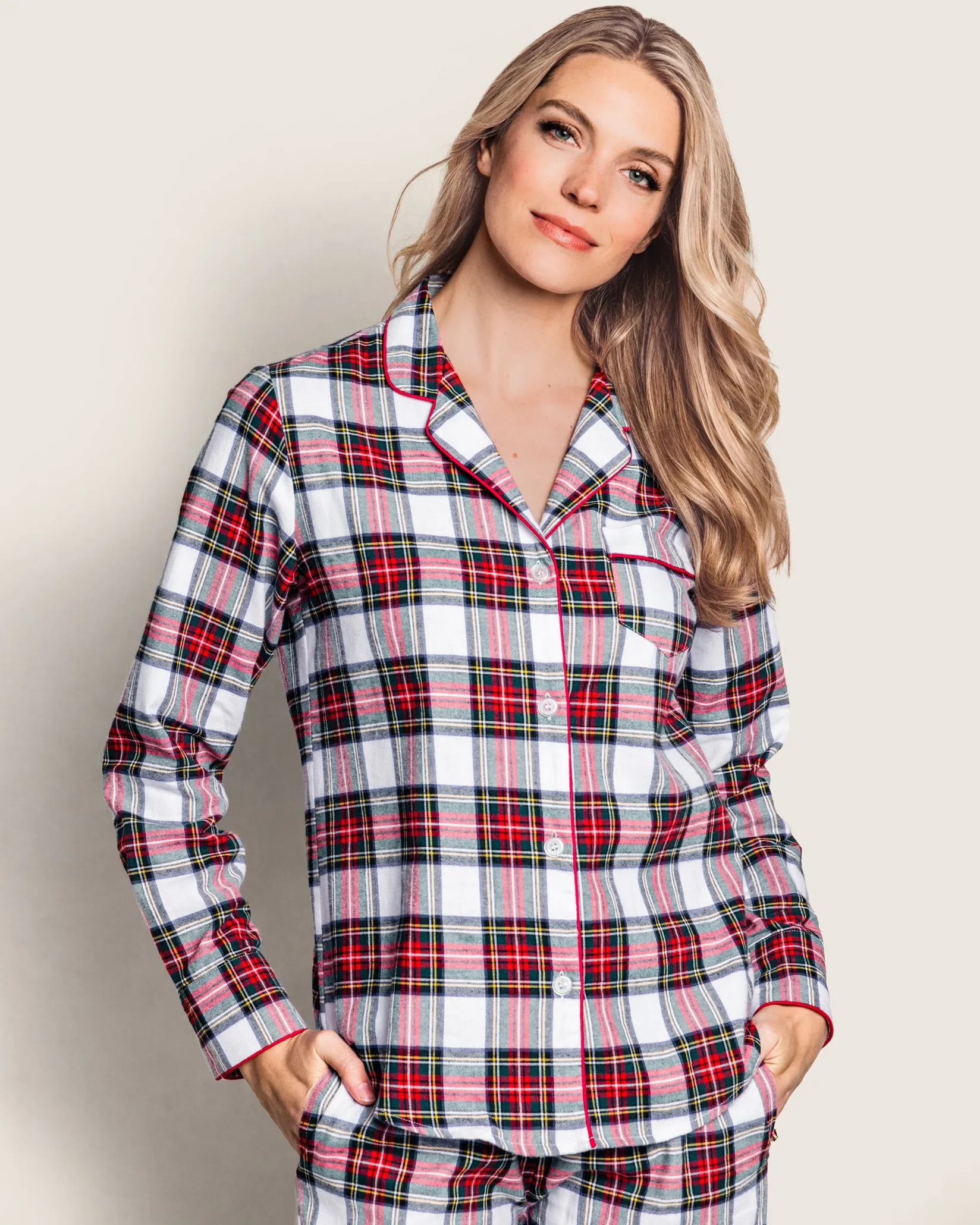 Women Petite Plume Women's Brushed Cotton Pajama Set in Balmoral Tartan