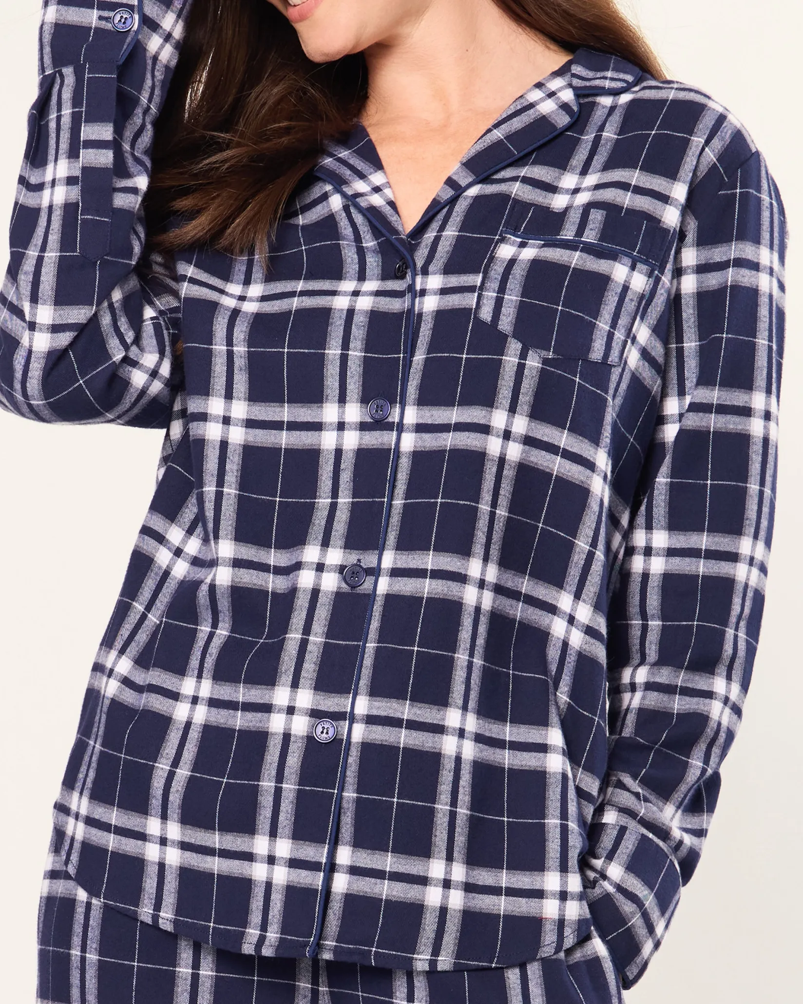 Petite Plume Women's Brushed Cotton Pajama Set in Oxford Tartan