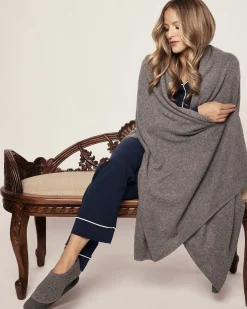 Women Petite Plume Women's Cashmere Slippers in Dark Heather Grey