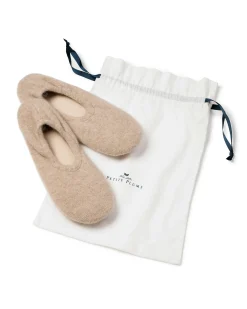 Women Petite Plume Women's Cashmere Slippers in Navy