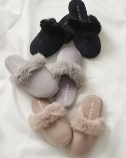 Women Petite Plume Women's Faux Fur Trim Slipper in Grey