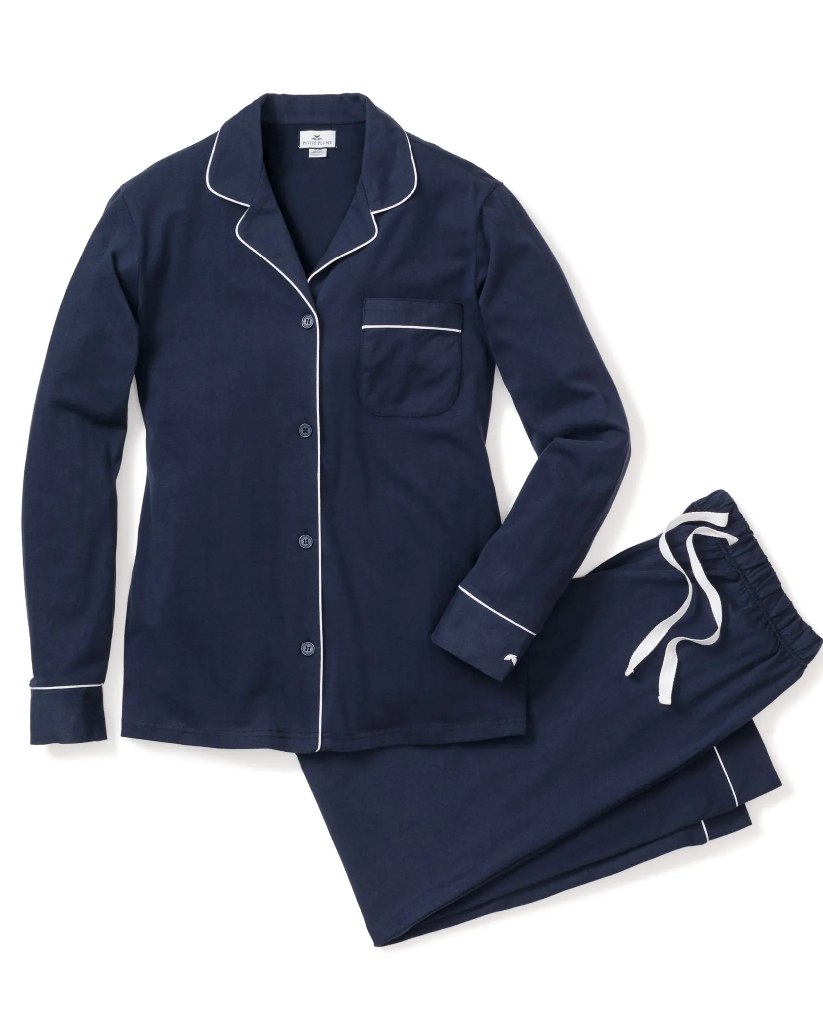 Women Petite Plume Women's Flannel Pajama Set in Navy