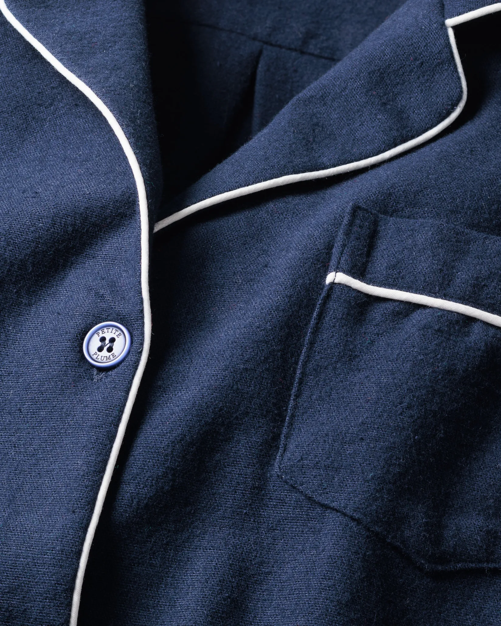 Women Petite Plume Women's Flannel Pajama Set in Navy