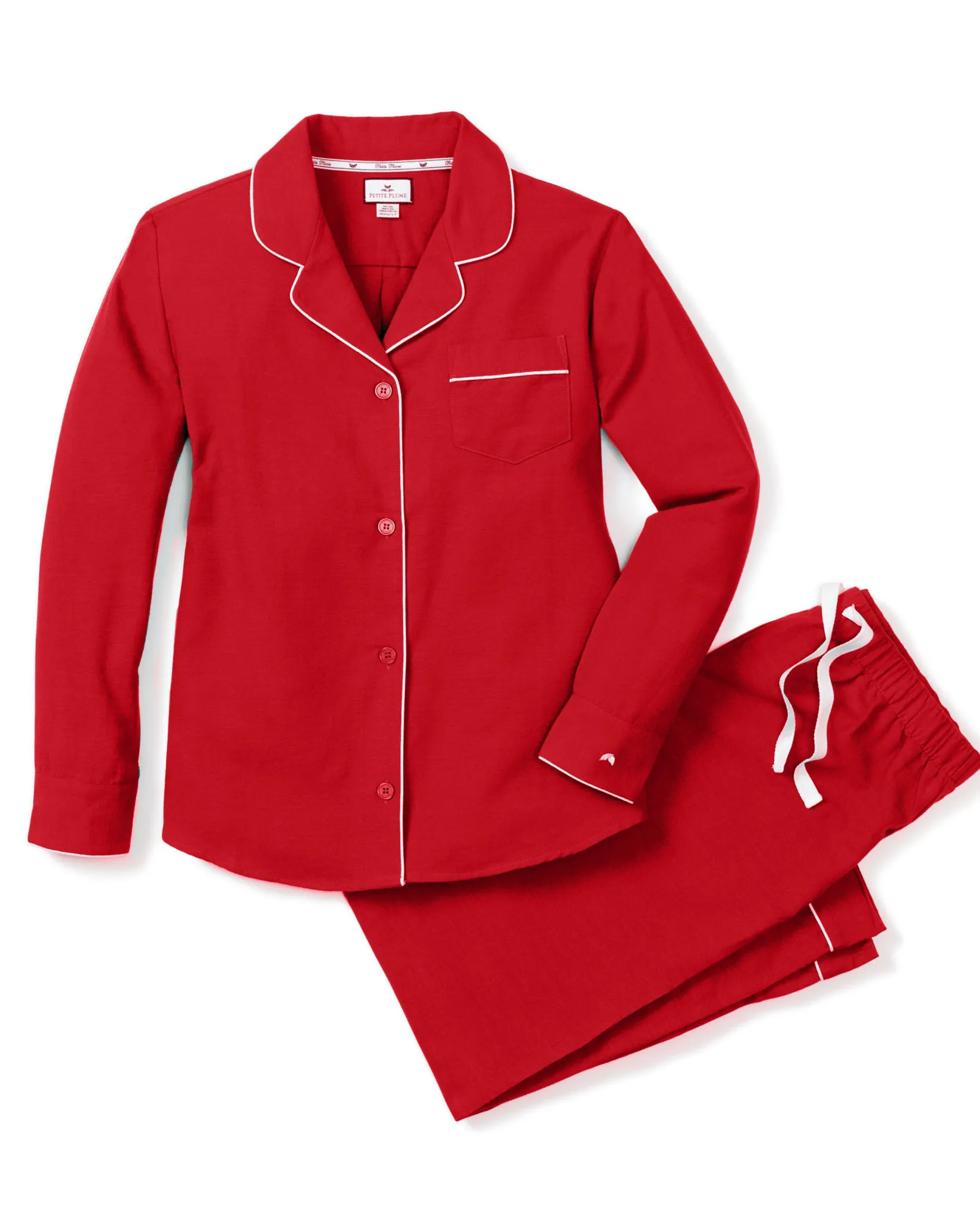 Women Petite Plume Women's Flannel Pajama Set in Red