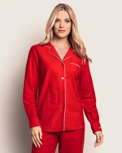 Women Petite Plume Women's Flannel Pajama Set in Red