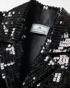 Women Petite Plume Women's Pajama Set in Black Sequins
