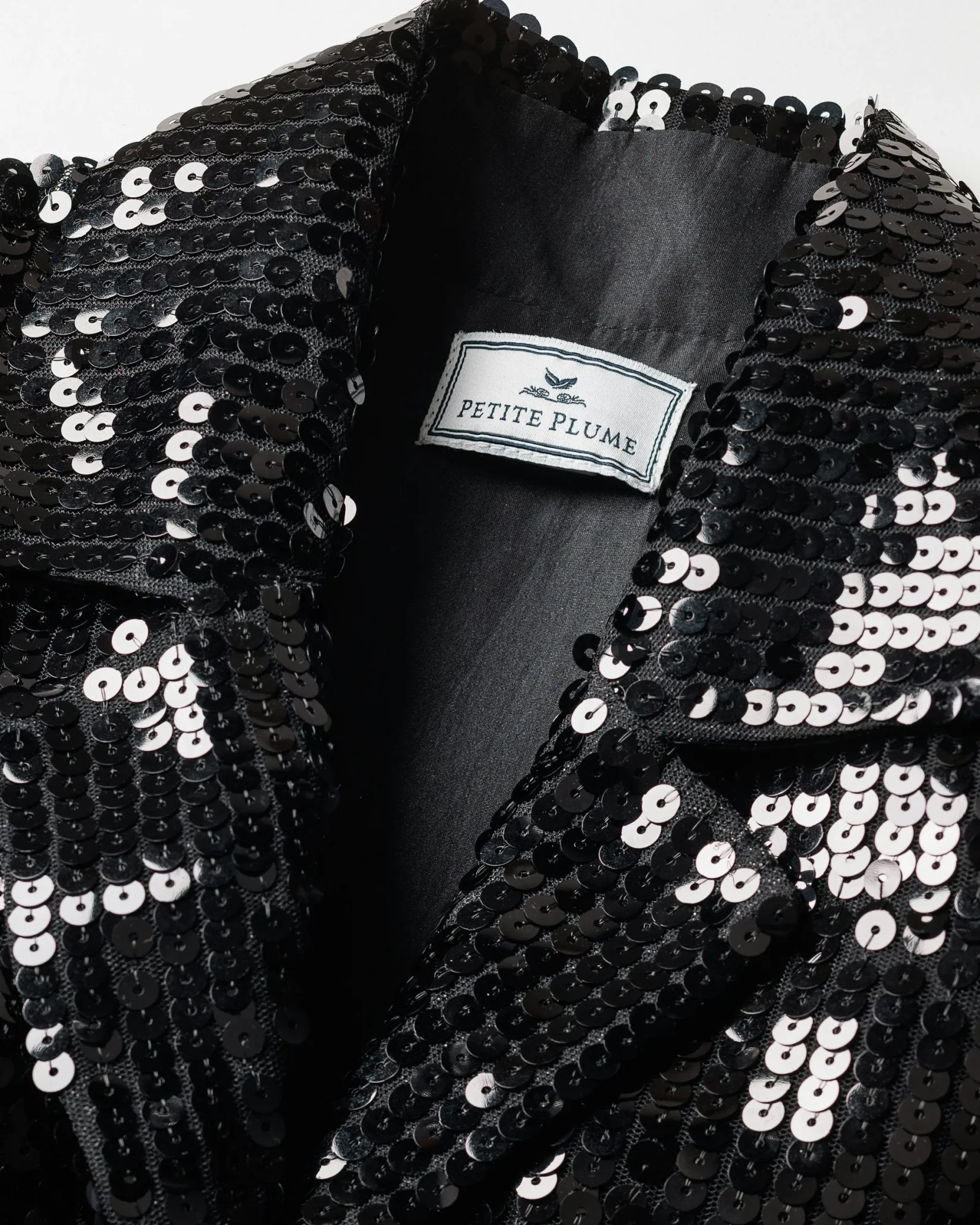 Women Petite Plume Women's Pajama Set in Black Sequins