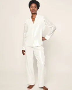 Women Petite Plume Women's Pajama Set in White Sequins