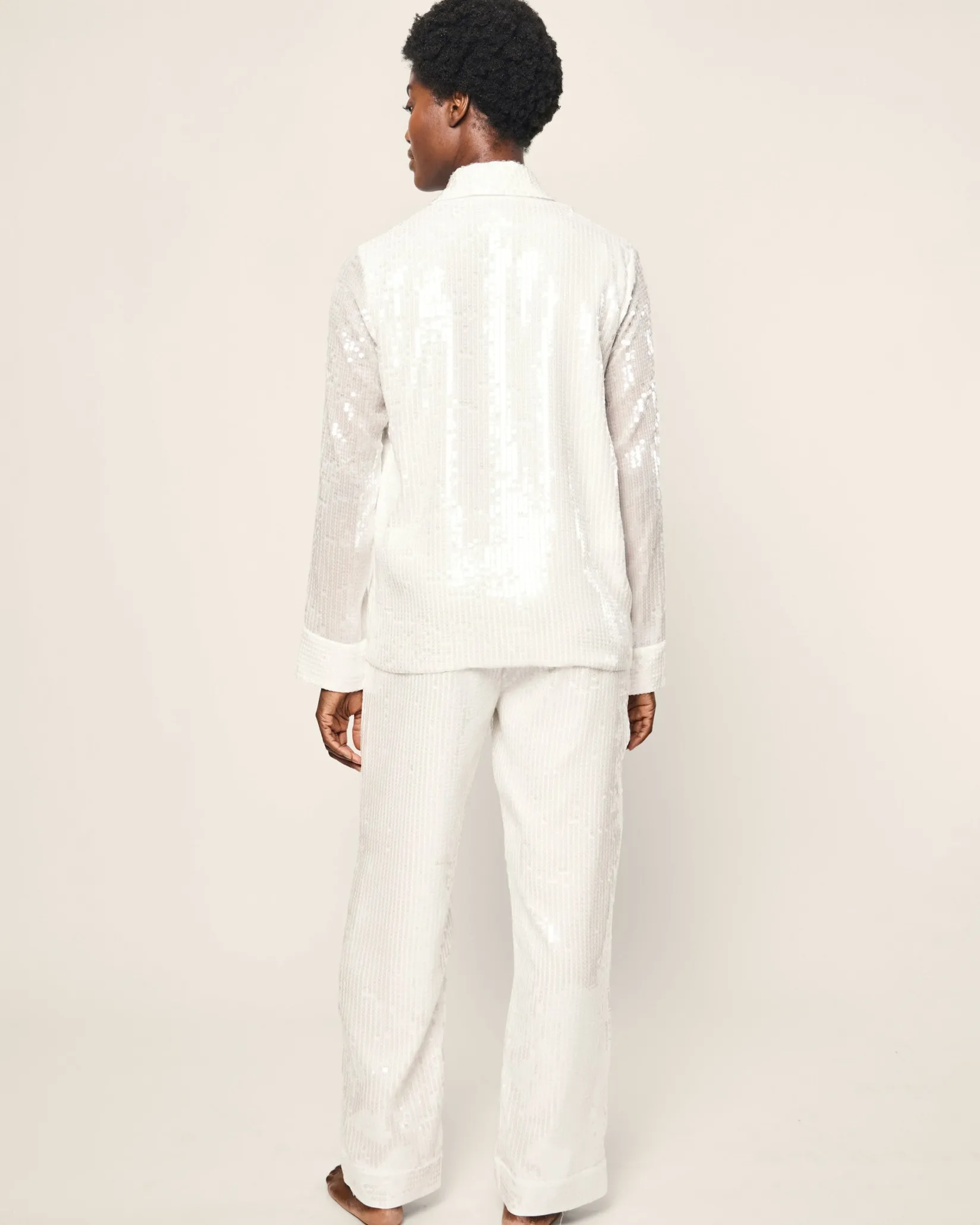 Women Petite Plume Women's Pajama Set in White Sequins