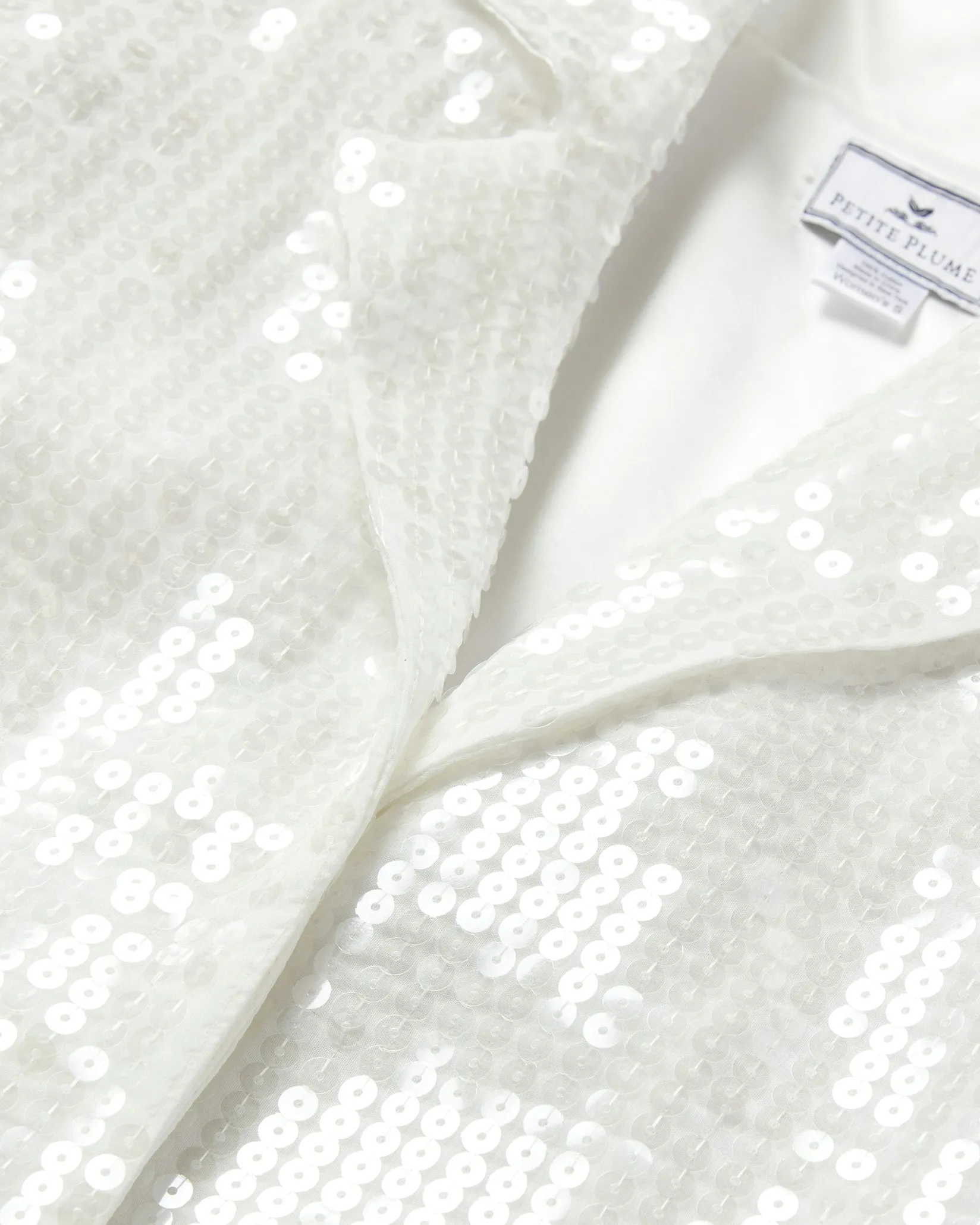 Women Petite Plume Women's Pajama Set in White Sequins