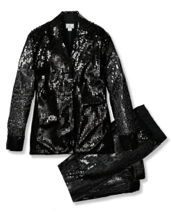 Women Petite Plume Women's Pajama Set in White Sequins