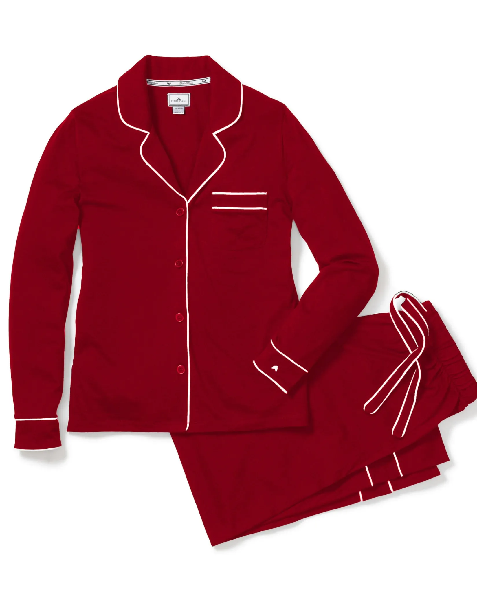 Women Petite Plume Women's Pima Astaire Pajama Set in Bordeaux