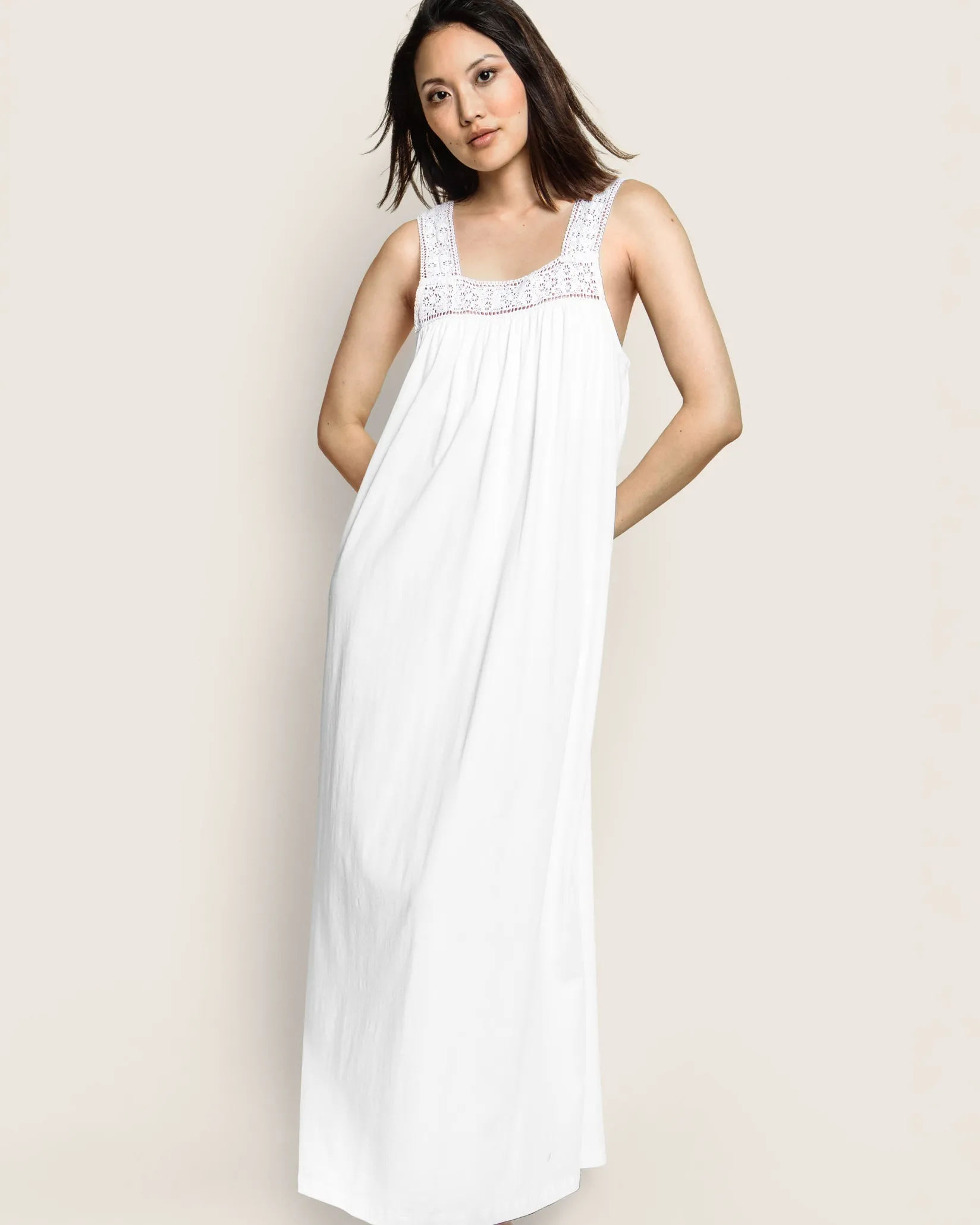 Women Petite Plume Women's Pima Camille Nightgown in White