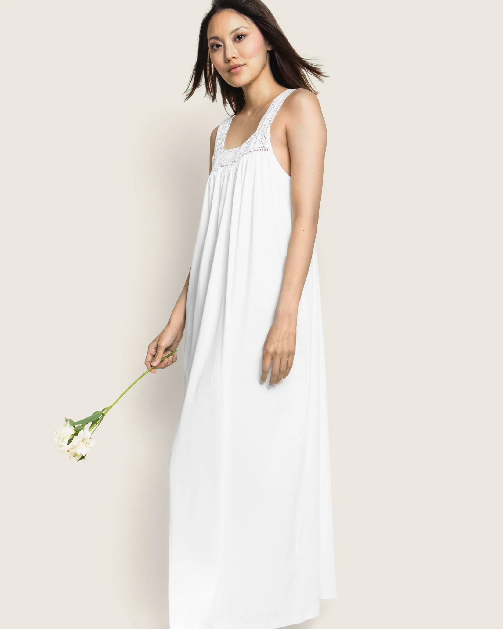 Women Petite Plume Women's Pima Camille Nightgown in White