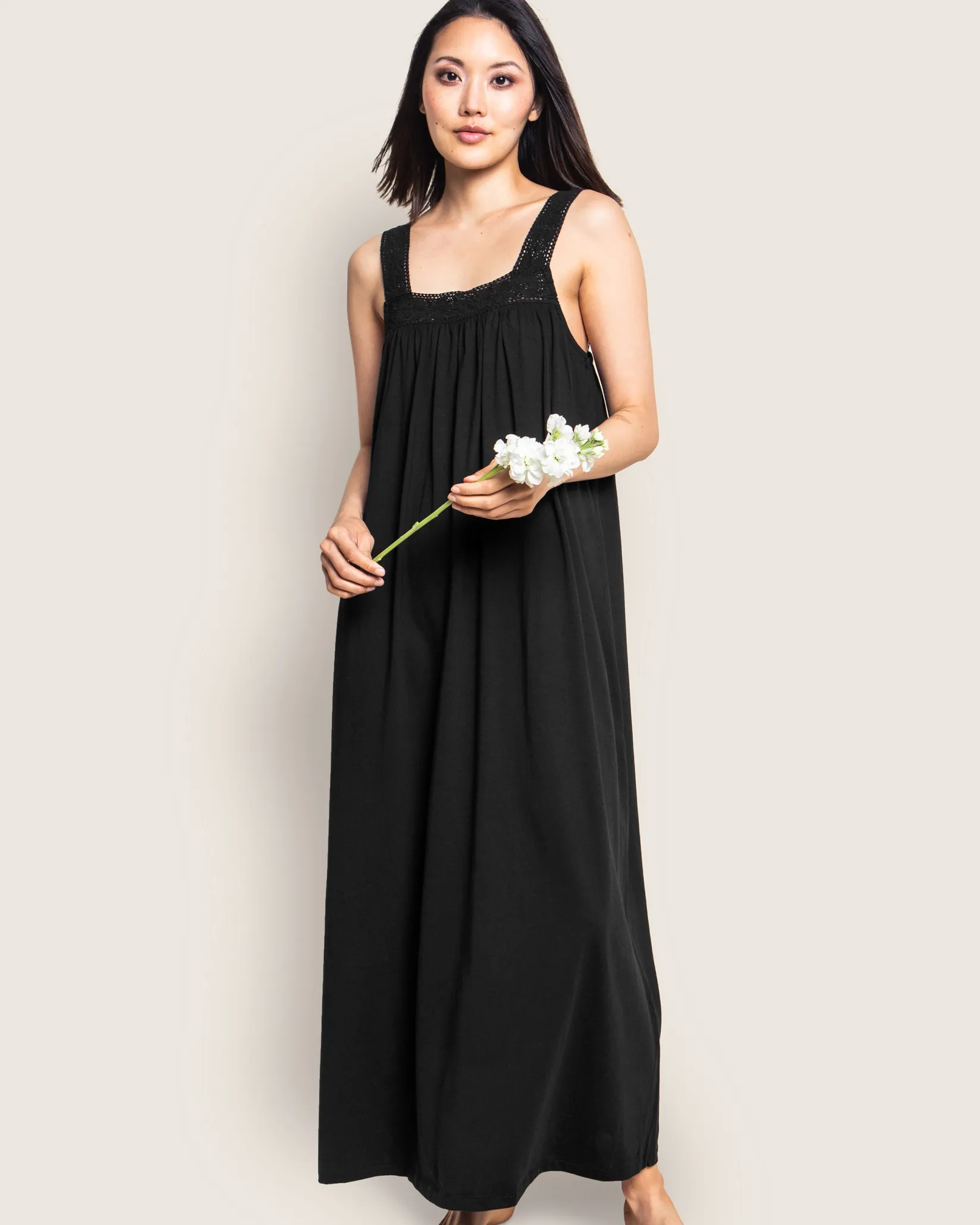 Women Petite Plume Women's Pima Camille Nightgown in Black