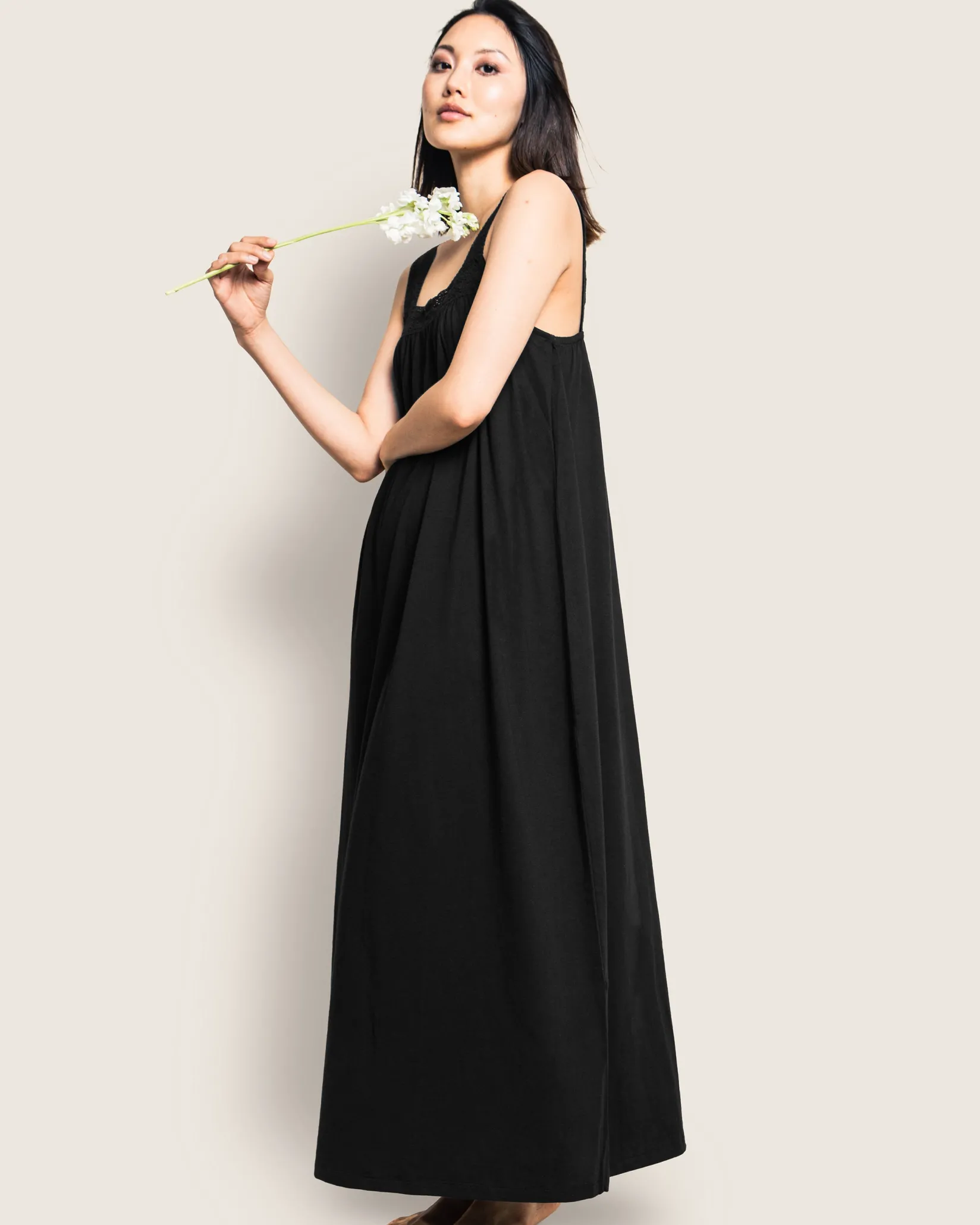Women Petite Plume Women's Pima Camille Nightgown in Black