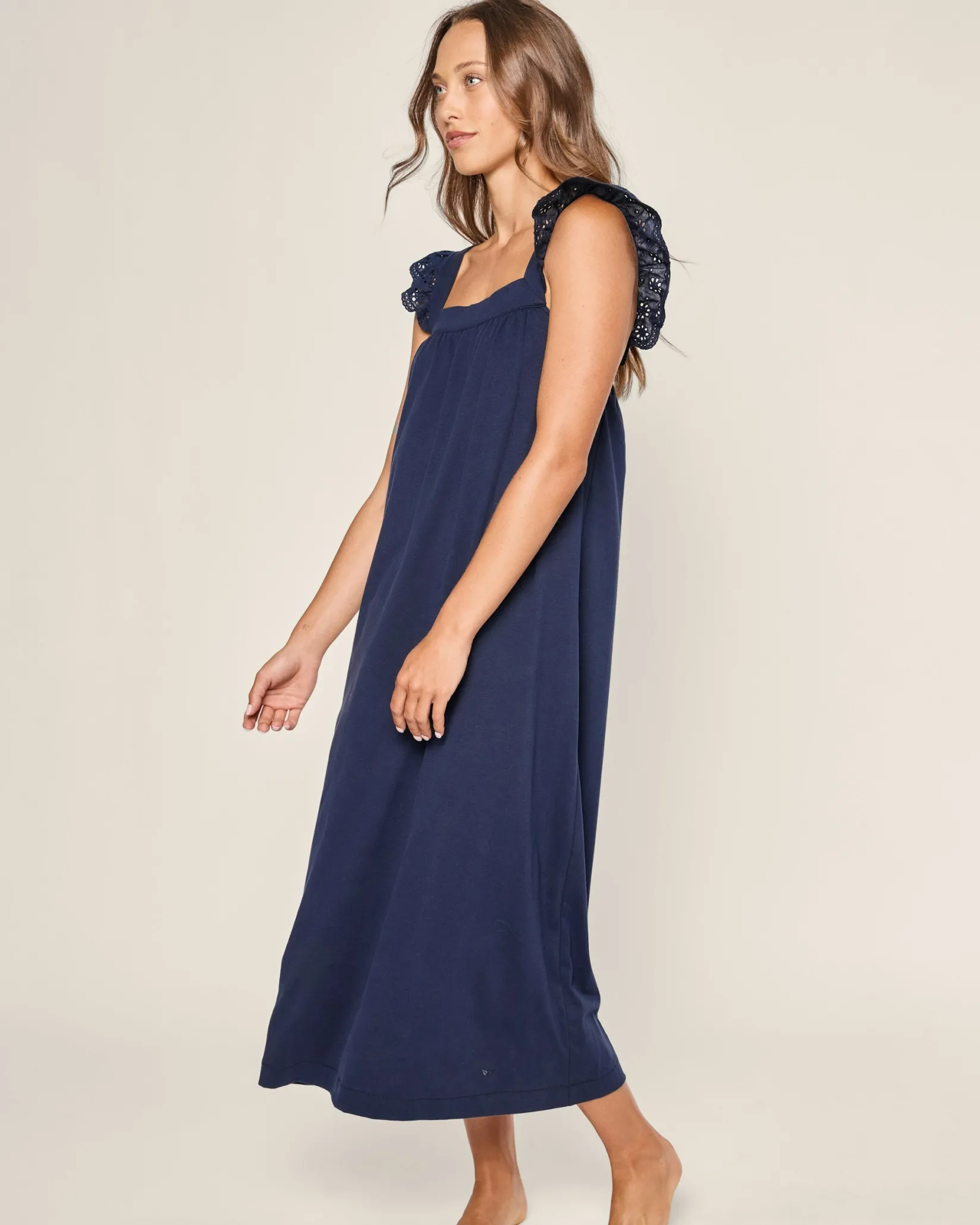 Women Petite Plume Women's Pima Clara Nightgown in Navy