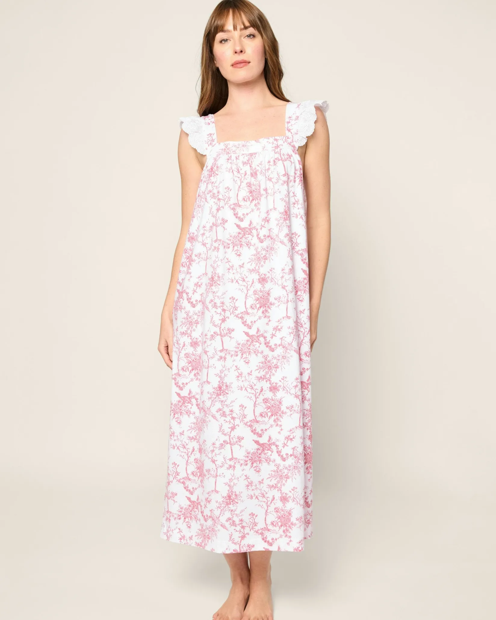 Women Petite Plume Women's Pima Clara Nightgown in Pink Timeless Toile