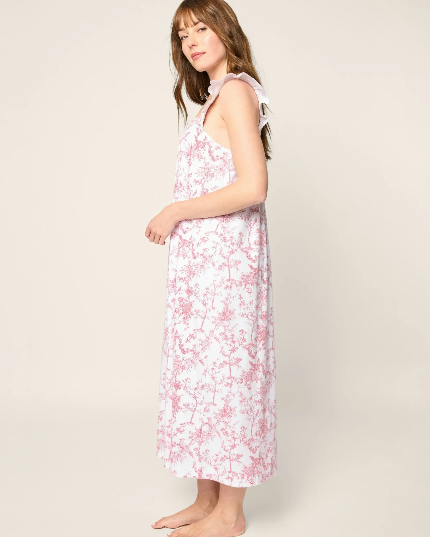 Women Petite Plume Women's Pima Clara Nightgown in Pink Timeless Toile