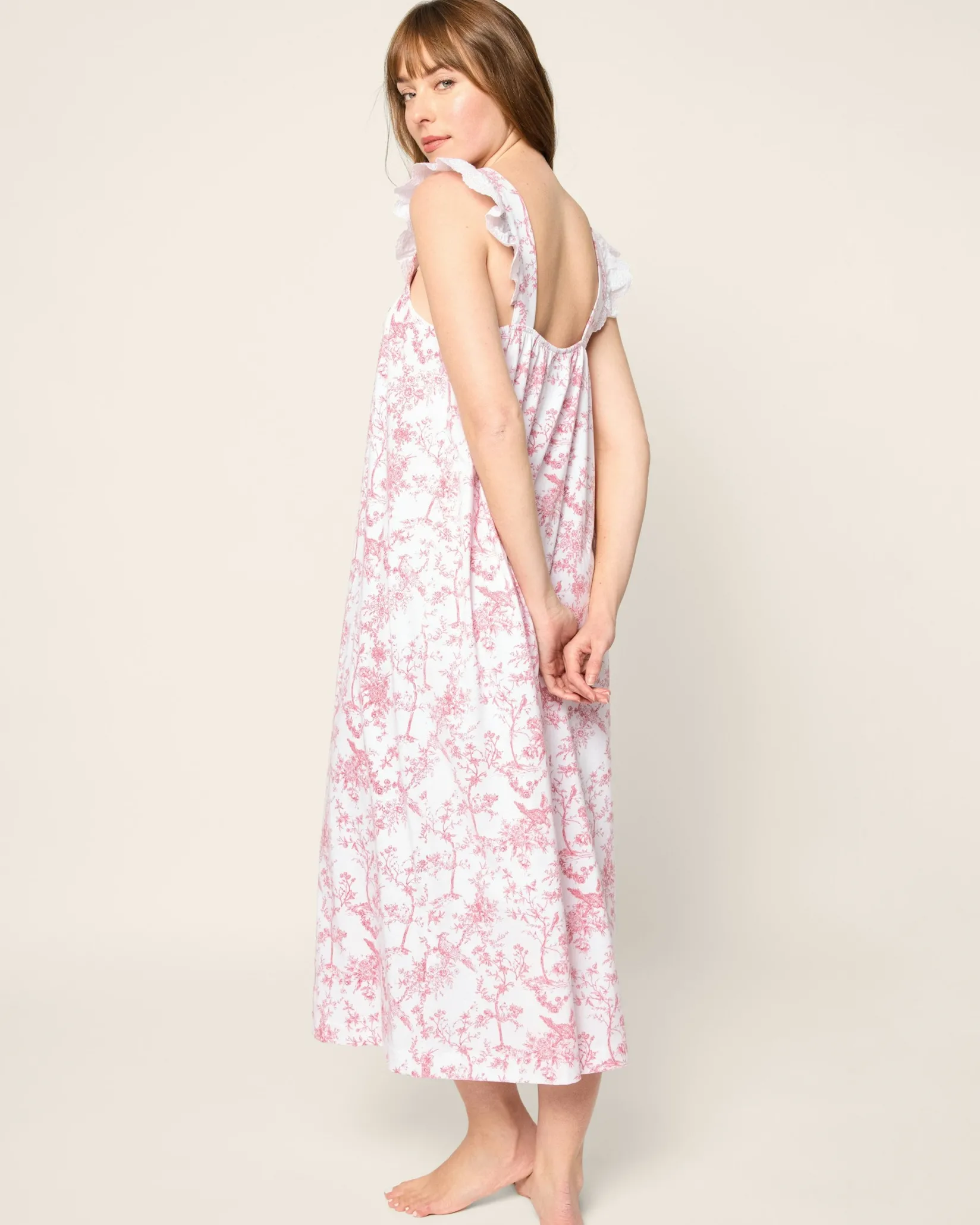Women Petite Plume Women's Pima Clara Nightgown in Pink Timeless Toile