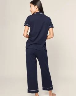 Women Petite Plume Women's Pima Crop Set in Navy