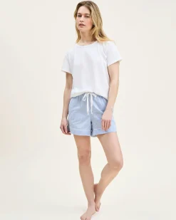 Women Petite Plume Women's Pima Essential Crew Neck Tee in Navy