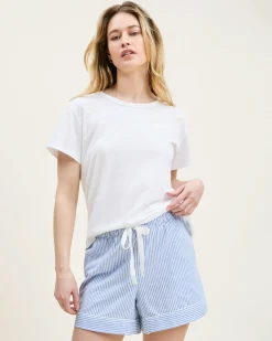 Women Petite Plume Women's Pima Essential Crew Neck Tee in White