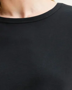 Women Petite Plume Women's Pima Essential Crew Neck Tee in Black