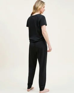 Women Petite Plume Women's Pima Essential Crew Neck Tee in Black