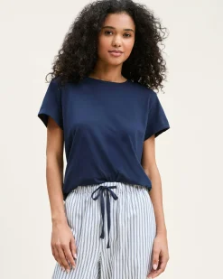Women Petite Plume Women's Pima Essential Crew Neck Tee in Black