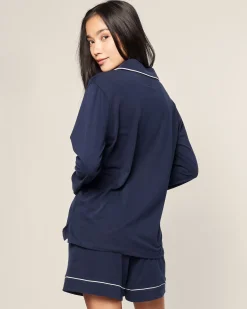 Women Petite Plume Women's Pima Long Sleeve Short Set in Periwinkle