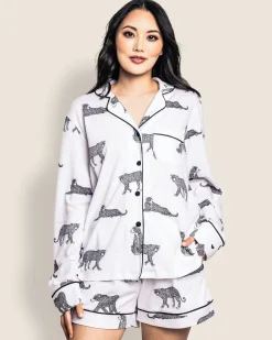 Women Petite Plume Women's Pima Long Sleeve Short Set in Panthère de Paris
