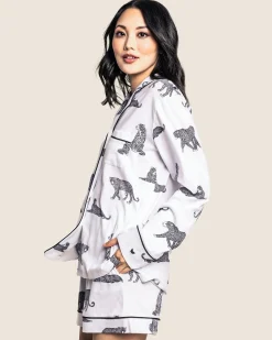 Women Petite Plume Women's Pima Long Sleeve Short Set in Panthère de Paris