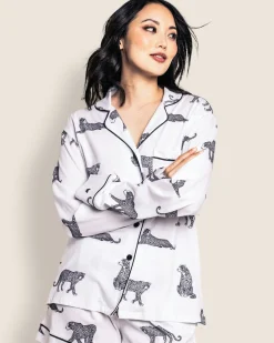 Women Petite Plume Women's Pima Long Sleeve Short Set in Panthère de Paris