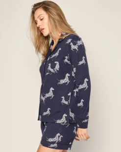 Women Petite Plume Women's Pima Long Sleeve Short Set in Panthère de Paris
