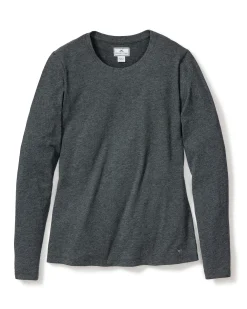 Women Petite Plume Women's Pima Long Sleeve Top in Dark Heather Grey