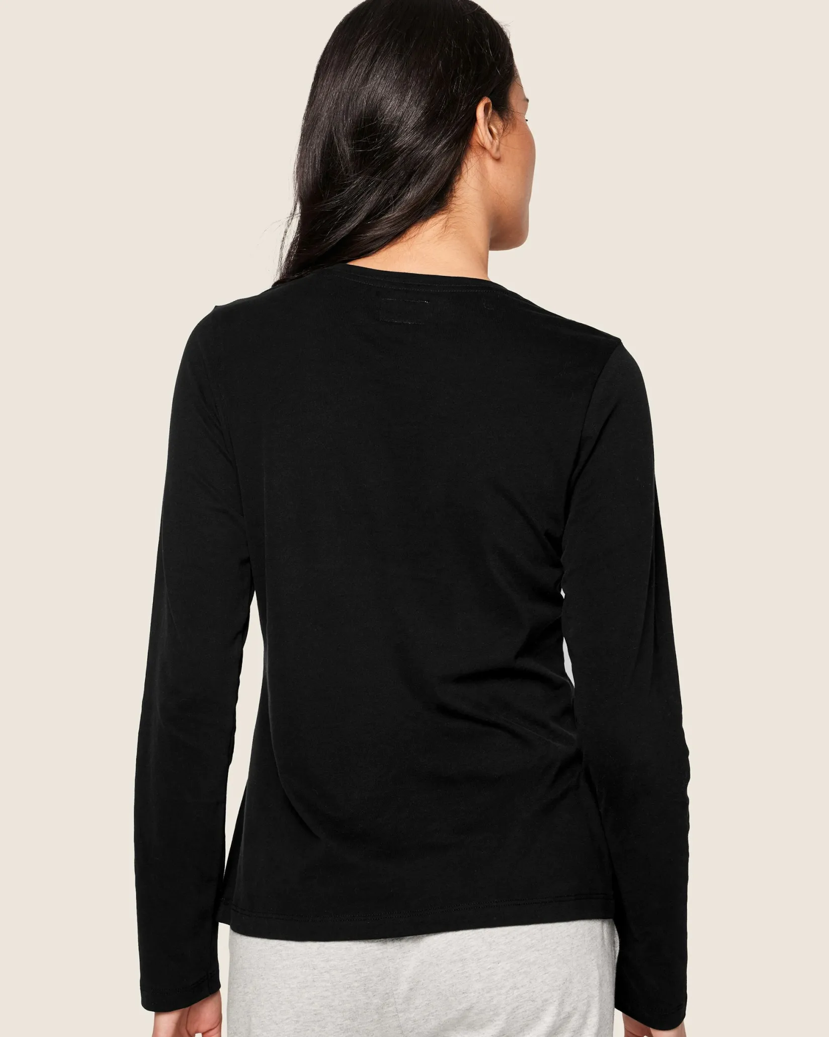 Women Petite Plume Women's Pima Long Sleeve Top in Dark Heather Grey
