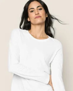 Women Petite Plume Women's Pima Long Sleeve Top in White