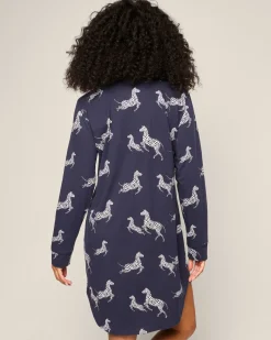 Women Petite Plume Women's Pima Nightshirt in Zèbre de Nuit