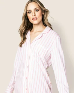 Women Petite Plume Women's Pima Nightshirt in Pink Stripe