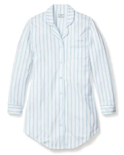 Women Petite Plume Women's Pima Nightshirt in Periwinkle and White Stripe