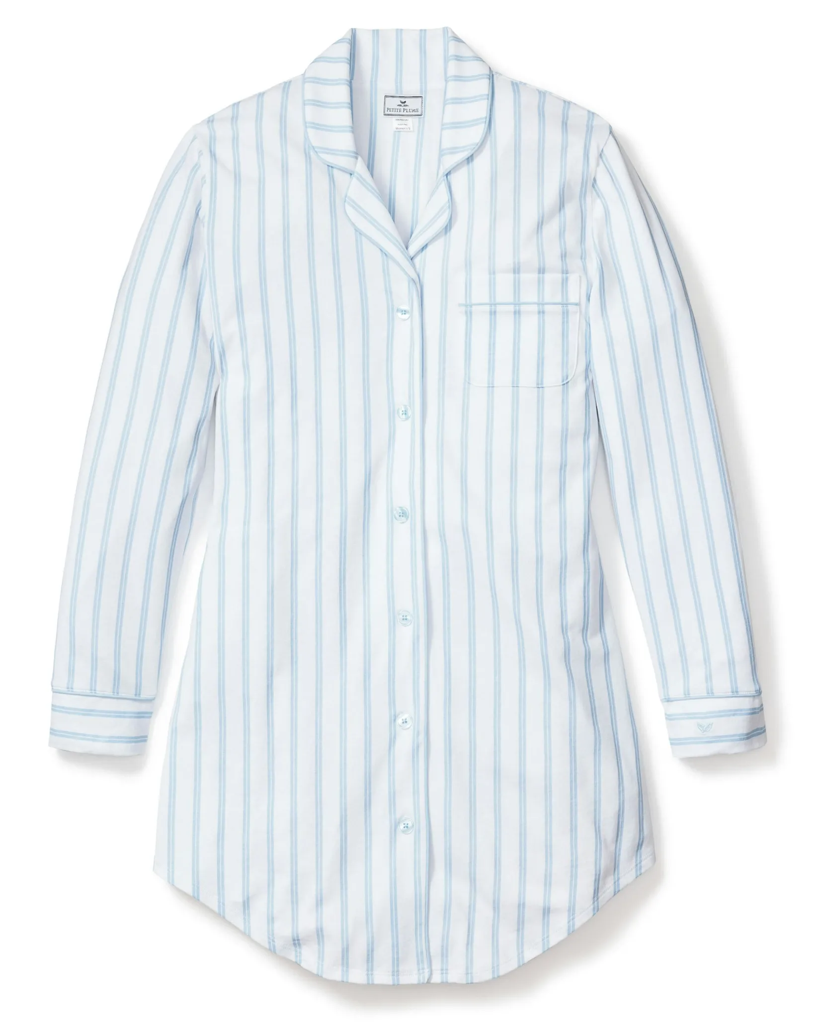 Women Petite Plume Women's Pima Nightshirt in Periwinkle and White Stripe