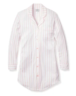 Women Petite Plume Women's Pima Nightshirt in Periwinkle and White Stripe