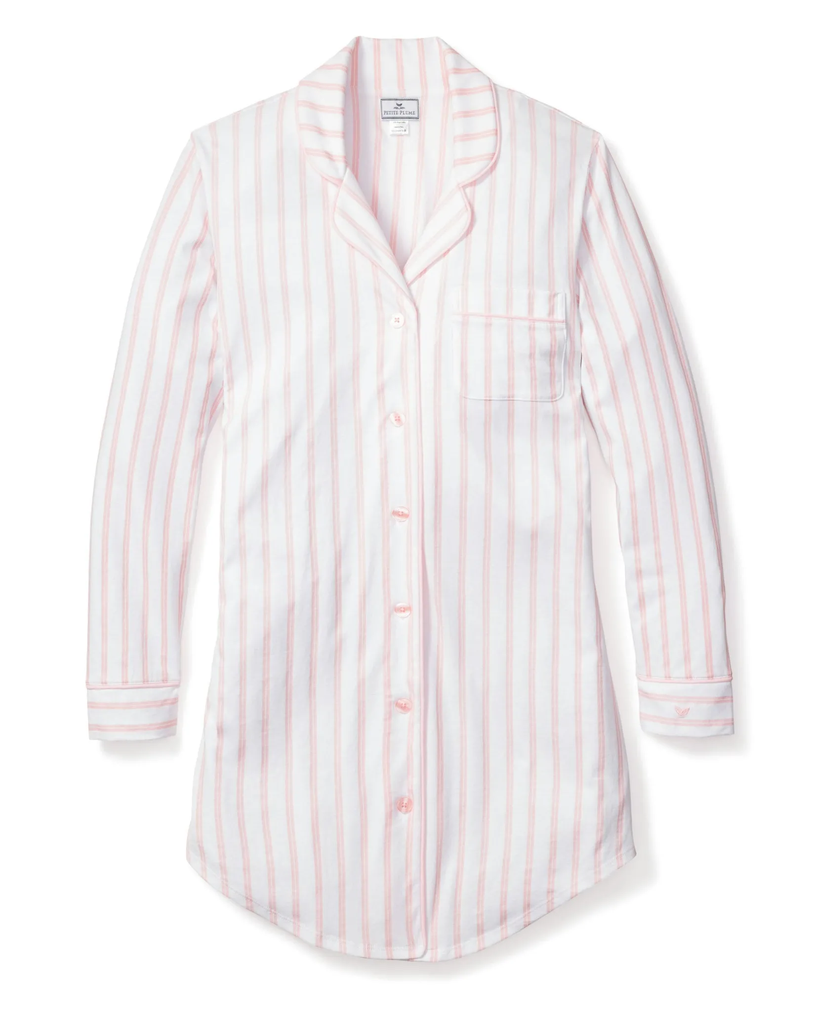 Women Petite Plume Women's Pima Nightshirt in Periwinkle and White Stripe