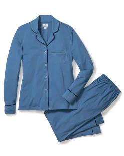 Women Petite Plume Women's Pima Pajama Set in Mystique Blue