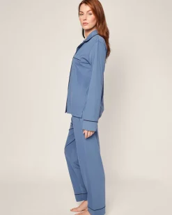 Women Petite Plume Women's Pima Pajama Set in Mystique Blue