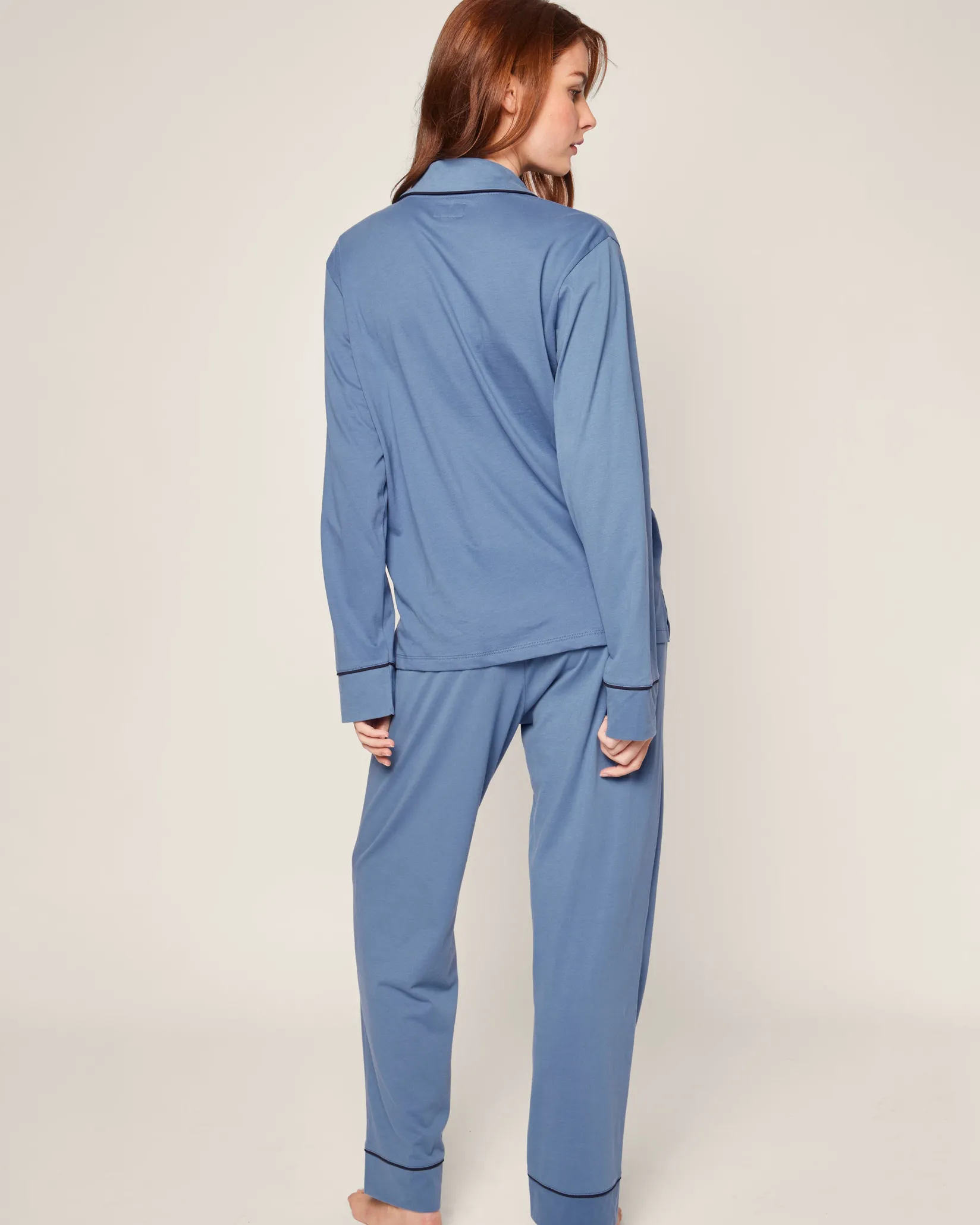 Women Petite Plume Women's Pima Pajama Set in Mystique Blue