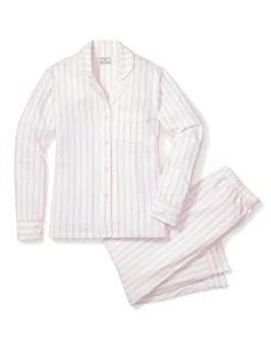 Women Petite Plume Women's Pima Pajama Set in Periwinkle and White Stripe