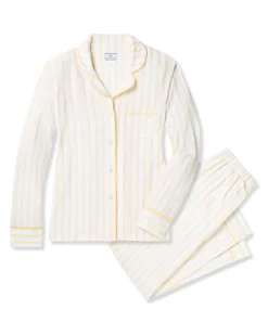 Women Petite Plume Women's Pima Pajama Set in Periwinkle and White Stripe